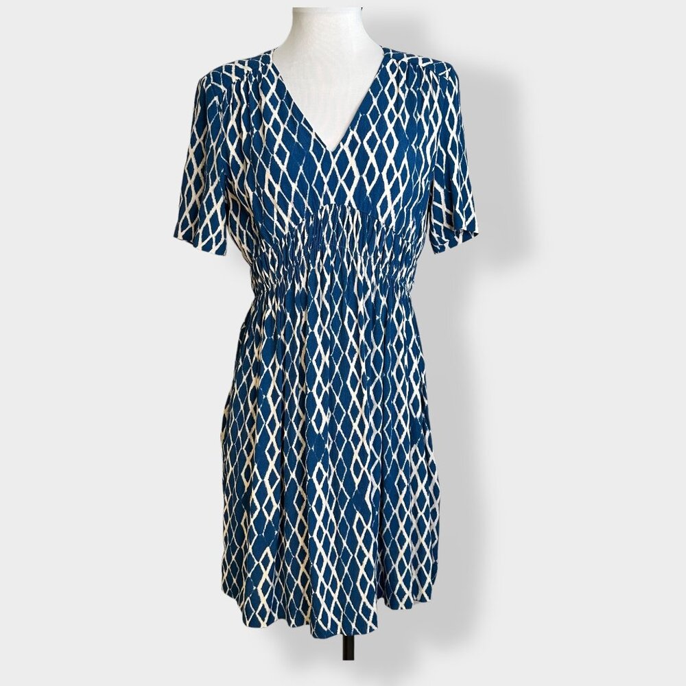 Anthropologie HD in Paris Archepelago Blue Short Sleeve Dress